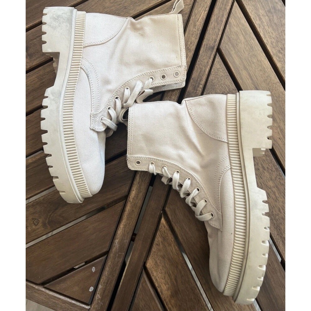 H&M canvas platform boots Sz 8 Cottage Core Grunge Boho Logan look
